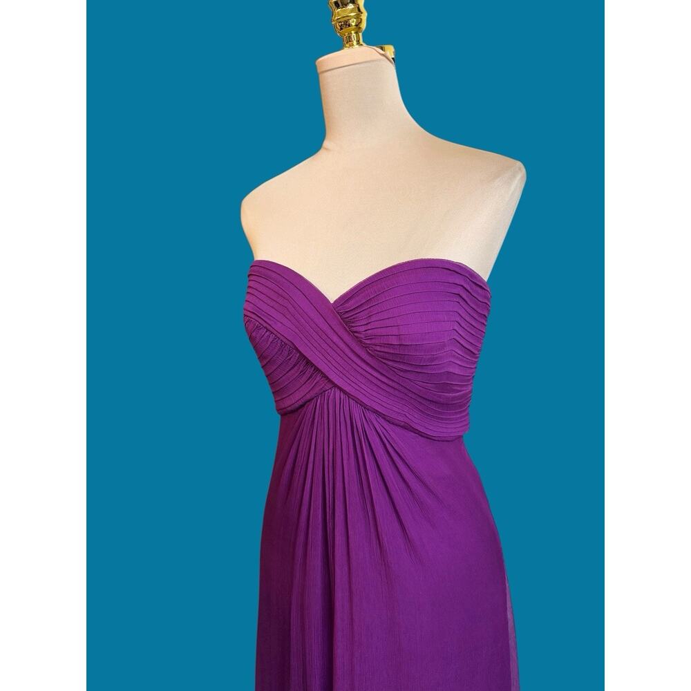 Tadashi Shoji Silk Purple Strapless Gown Sz 8 Ruched Formal Evening Maxi Dress - Picture 9 of 15
